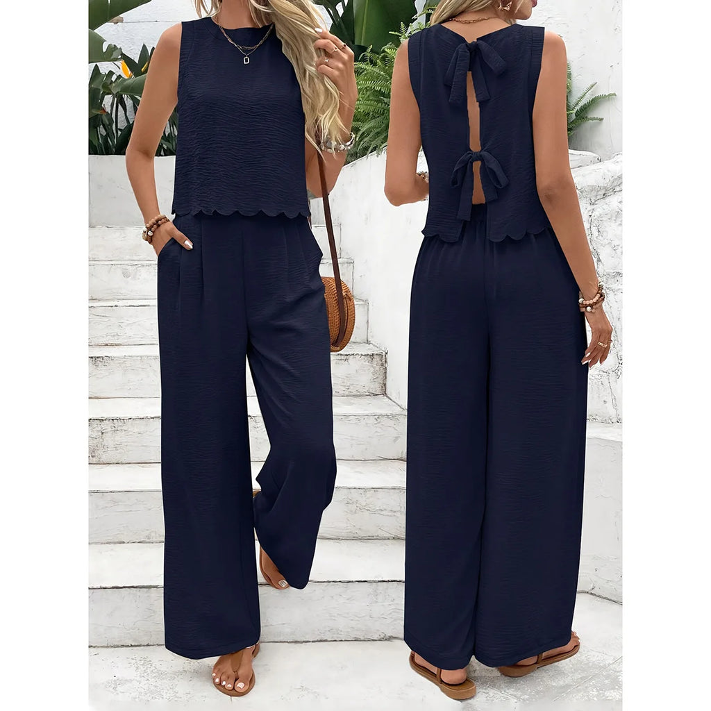 2025 Women’s Summer 2-Piece Set – Sleeveless Tank Top & Casual Long Pants | Lightweight & Stylish Outfit
